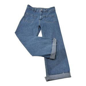 BASEMENT DENIM Women's MARINE Cropped Jeans Cuffed Raw Hem Sz 6 (36 Euro)